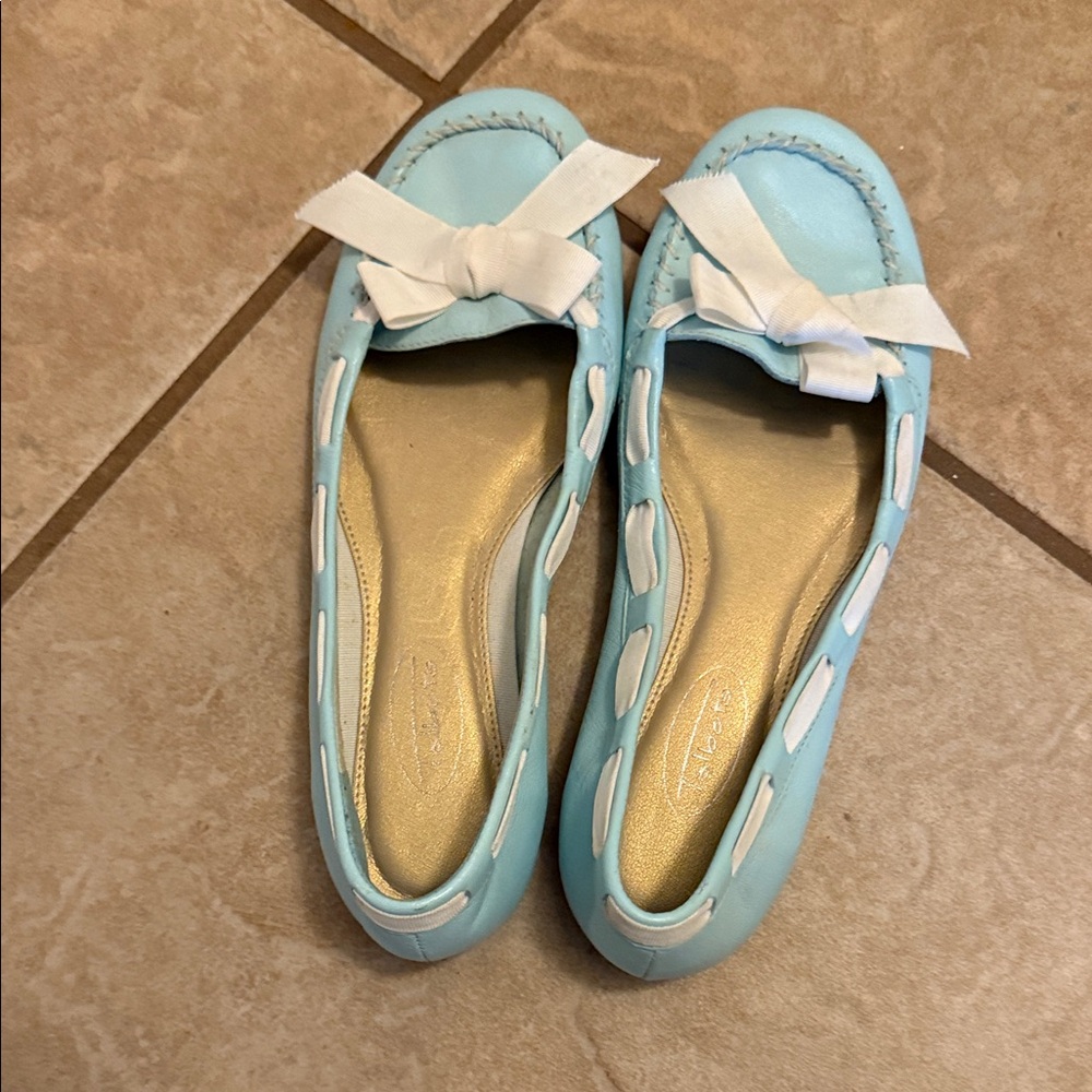 Talbots Light Blue Flats with White Bow